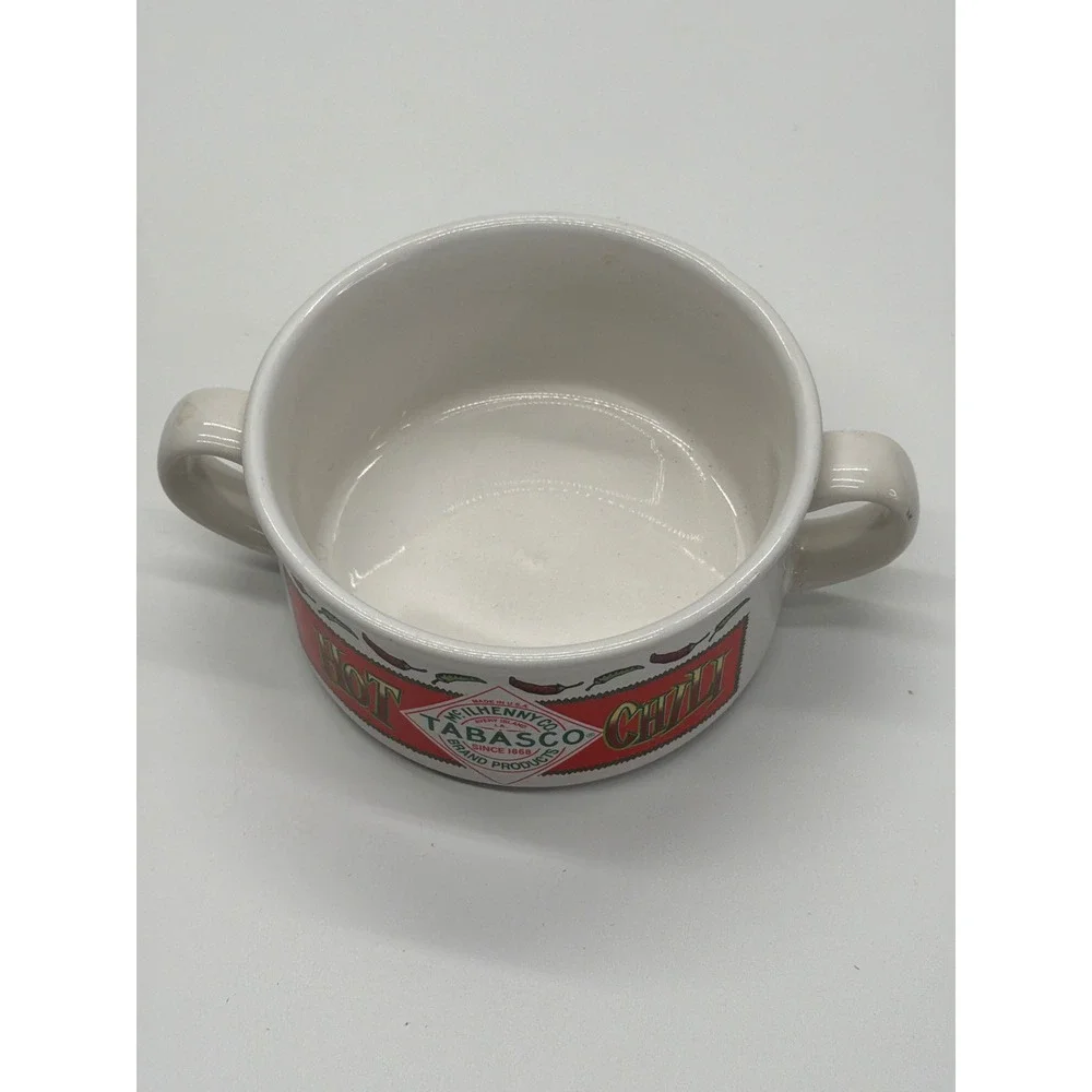 Tabasco Hot Chili Ceramic Soup Bowl Double Handle Houston Harvest McIlhenny Co